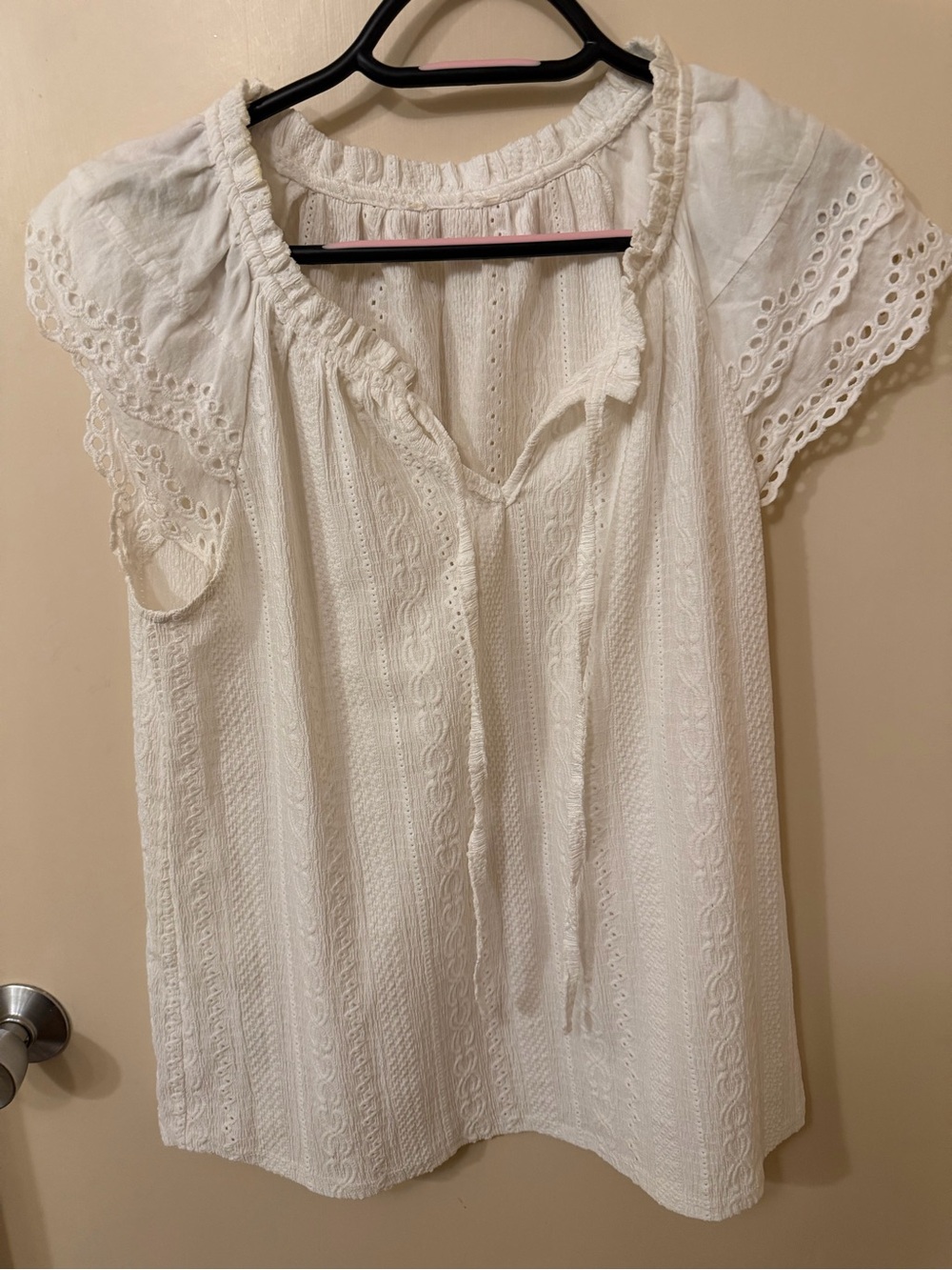Bohemian Eyelet Peasant Blouse - White